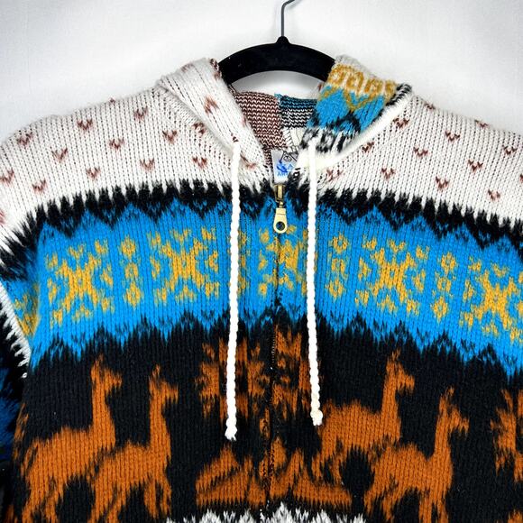 Yari Artesanias Girls Kids Size 10 Full Zip Hooded Wool Sweater Jacket - Picture 8 of 13